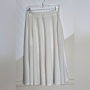 Elegant White Women's Midi Swing Skirt (Sz. L)